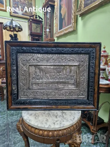 Прекрасна антикварна картина икона Тайната вечеря , снимка 1