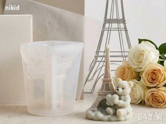3d Мече със сърце до Айфелова кула силиконов молд форма фондан шоколад смола гипс свещ декор, снимка 3 - Форми - 53967586