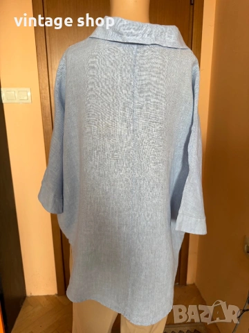 Ленени ризи с къс ръкав в синята гама, снимка 10 - Ризи - 53955451