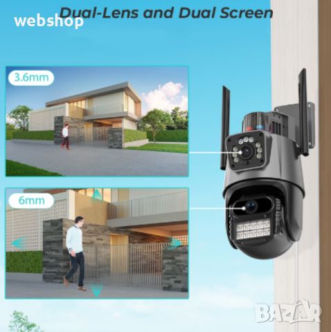 Двойнa PTZ WiFi камера за Видеонаблюдение, 6MPХ, ICSEE , снимка 7 - IP камери - 46248385