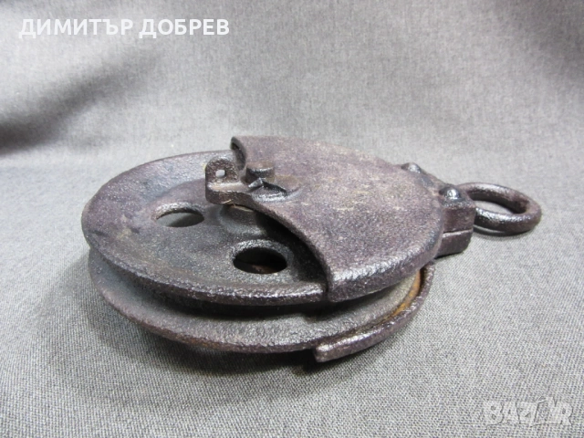 СТАРА РЕТРО МАСИВНА ЧУГУНЕНА СТРОИТЕЛНА МАКАРА, снимка 5 - Антикварни и старинни предмети - 54158815