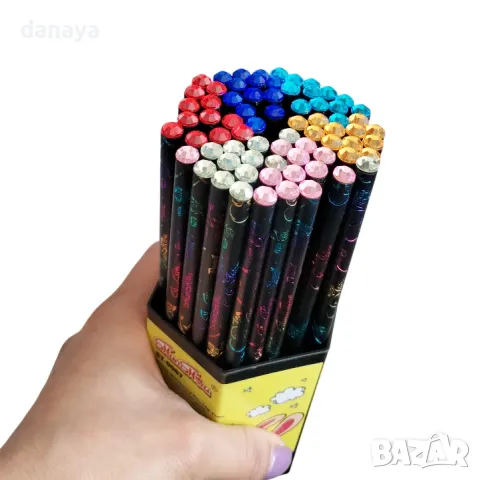 5876 Графитен молив с черен корпус и цветни надписи, снимка 2 - Ученически пособия, канцеларски материали - 50055716