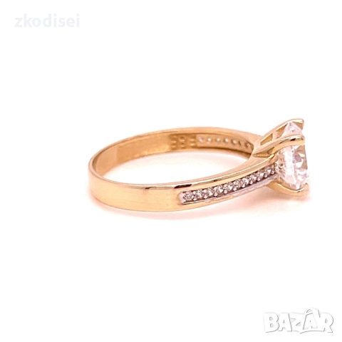 Златен дамски пръстен 3,05гр. размер:59 14кр. проба:585 модел:34470-2, снимка 2 - Пръстени - 52063143