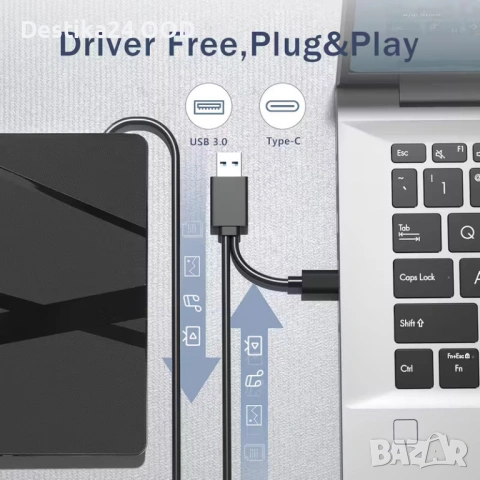 Външно CD/DVD устройство с USB 3.0 и Type-C – преносимо, снимка 5 - Друга електроника - 53315630