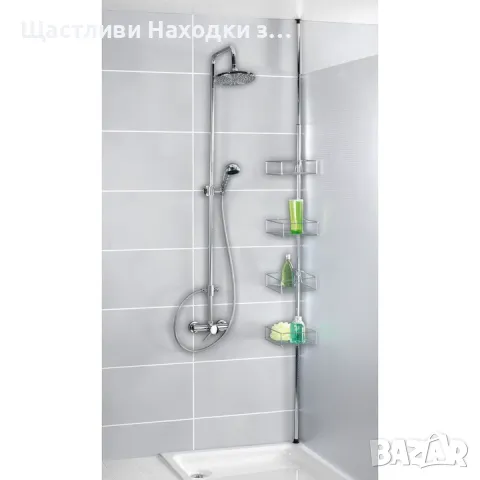 Луксозен Рафт за баня Wenko DOMASO, телескoпичен, неръждаема стомана, до 4 нива, снимка 2 - Душ кабини и вани - 44479105