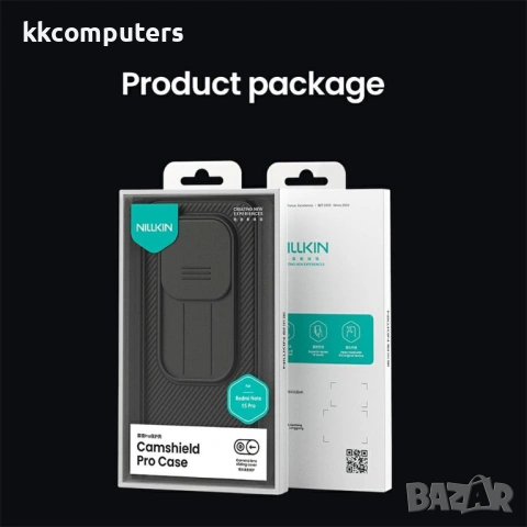 NILLKIN Camshield Pro Калъф за Xiaomi Redmi Note 15 Pro 5G - PC+TPU, Плъзгащо капаче за камера, Чере, снимка 16 - Резервни части за телефони - 53780277