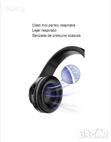 Безжични слушалки, Bluetooth 5.0, Над ухото, Черни, снимка 4 - Друга електроника - 45196115