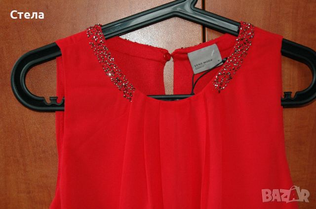 VERO MODA коктейлна парти червена рокля, нова, с етикет, снимка 9 - Рокли - 46292559
