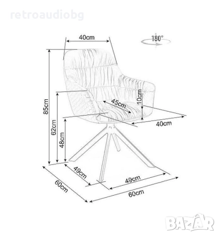    Кадифен стол Астория в жълто въртящ се на 180 градуса, снимка 3 - Столове - 52800650