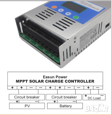 EAsun 60a MPPT соларно зарядно - соларен контролер 12/24/48v, снимка 3 - Друга електроника - 44978597