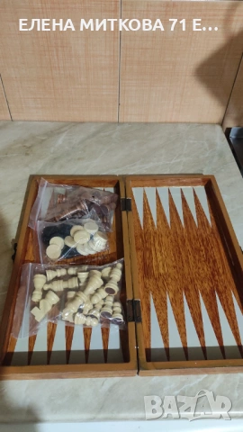 Комплект за шах и табла-дървени фигури и пулове, снимка 3 - Шах и табла - 53762280