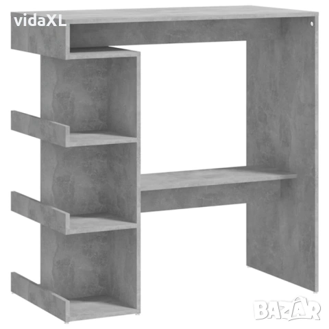 vidaXL Бар маса с рафтове бетонно сива 100x50x101,5 см(SKU:809453)