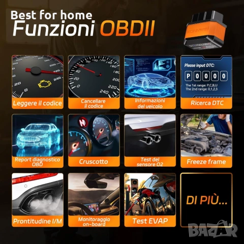 KONNWEI KW905 OBD2 Bluetooth адаптер, снимка 2 - Друга електроника - 53737282