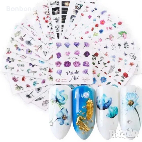 Водни стикери за нокти / Водни лепенки за нокти, снимка 3 - Продукти за маникюр - 53032872