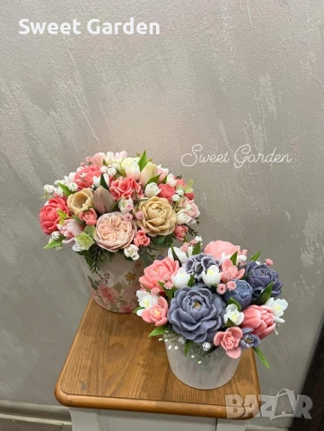 Аранжировки от ароматни сапунени цветя, снимка 4 - Изкуствени цветя - 53402237