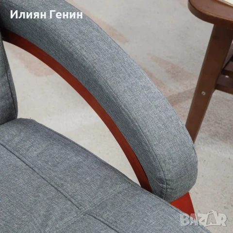 HOMCOM Фотьойл с разтегателна облегалка със сгъваема поставка за крака, въртящ се, снимка 5 - Дивани и мека мебел - 50491514