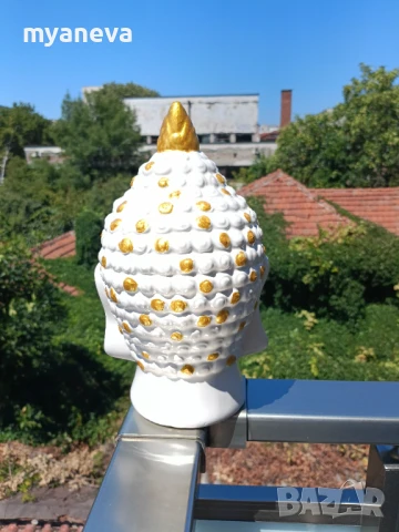 Порцеланова глава на Буда в поза релакс и медитация. Декорация за дом или градина . , снимка 4 - Статуетки - 51263415