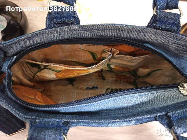 Ръчно изработена малка дънкова чанта, снимка 6 - Чанти - 51501187