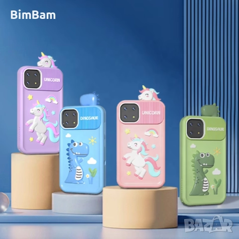 Разпродажба - последни бройки! Детски смартфон с калъф еднорог / динозавър 2.8" / - различни цветове
