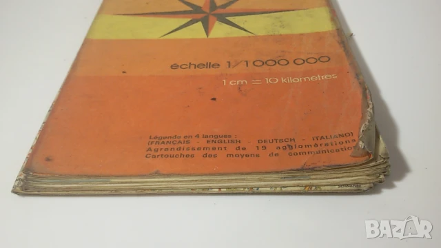 Стара карта на Франция 1 към 1000000, туристическа, снимка 2 - Други - 51419504