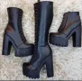 Боти на ток - черна кожа с черно ходило, снимка 2