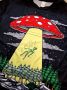 Черна Лятна Мъжка Тениска Къс Ръкав с Арт Принт UFO Летяща Гъбена Чиния , снимка 4