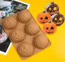 6 полу топка топки тиква Хелоуин Halloween силиконов молд форма фондан шоколад бонбони гипс декор, снимка 3