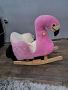 Фламинго Люлеещ се стол Homcom, Модел Фламинго, Дърво, 60x33x52 см, Розов, снимка 1 - Играчки за стая - 45446083