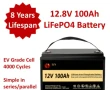 LifePo4 акумулатор 12V 100Ah 1280W , 12,8В 100Ах 1280Ват часа литиевойонна батерия с дисплей, снимка 1
