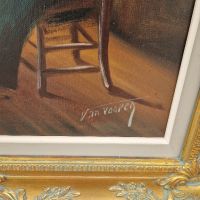 Превъзходна  красива антикварна белгийска авторска майсторска картина масло върху платно , снимка 5 - Антикварни и старинни предмети - 45404733