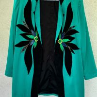 Прекрасно дизайнерско сако коприна и кожа, снимка 3 - Сака - 37170837