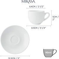 Нов Стилен комплект порцеланови еспресо чаши и чинии - 2 броя, 90 мл, снимка 2 - Други - 45879003