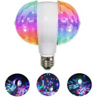 Диско LED лампа, въртяща се крушка - автоматично въртене с кристални топки, снимка 2 - Лед осветление - 45638985