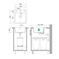 К-т Мивка с Смесител Черно/Графит Кухненска Мивка Рига 40 Easy 380 x 440 mm Черен гъвкав / огъващ се, снимка 2 - Мивки - 46182850