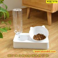 Дозатор за вода за котки с купичка за храна 2 в 1 - КОД 3779, снимка 5 - Други стоки за животни - 45402335