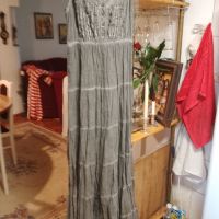  Дълга ленена рокля, имитираща ефекта на дънкова, сива, номер М. Цена 12 лв., снимка 7 - Рокли - 45776906