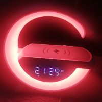 Мини интелигентна нощна лампа с безжично зареждане часовник будилник Bluetooth, снимка 11 - Друга електроника - 45602946