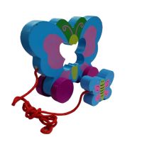 Играчка Пеперуда, За дърпане,  Дървено, 12х12 см, снимка 1 - Дрънкалки и чесалки - 45288310