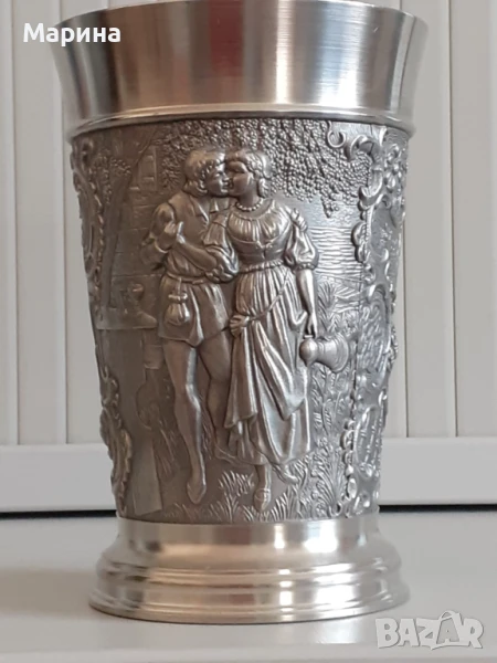 Немска  голяма чаша за вино от калай, 350 мл. Antik*Vintage #15, снимка 1