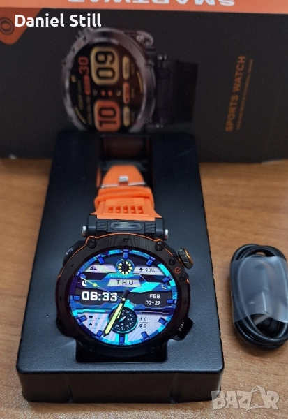 Водоустойчив Мъжки Смарт Часовник с Фенерче, 600mAh Голяма Батерия4.32см Голям HD Дисплей, снимка 1