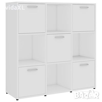 vidaXL Шкаф библиотека, бял, 90x30x90 см, ПДЧ(SKU:802930, снимка 1