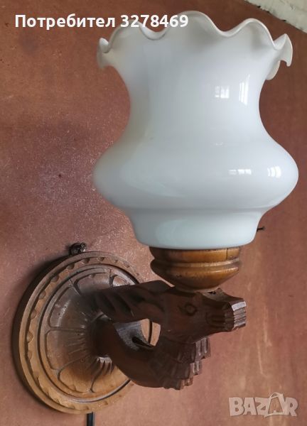 Лампа за стена, дърворезба, елен, снимка 1