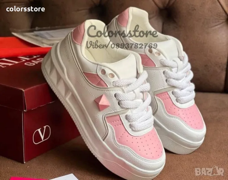 Дамски кецове Valentino-розово и бяло/BR36t, снимка 1