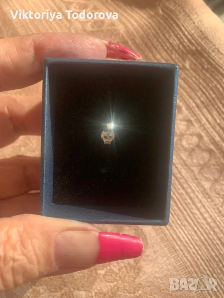 Нова зл.обеца с диамант -0,05к-СУПЕР ОФЕРТА, снимка 1