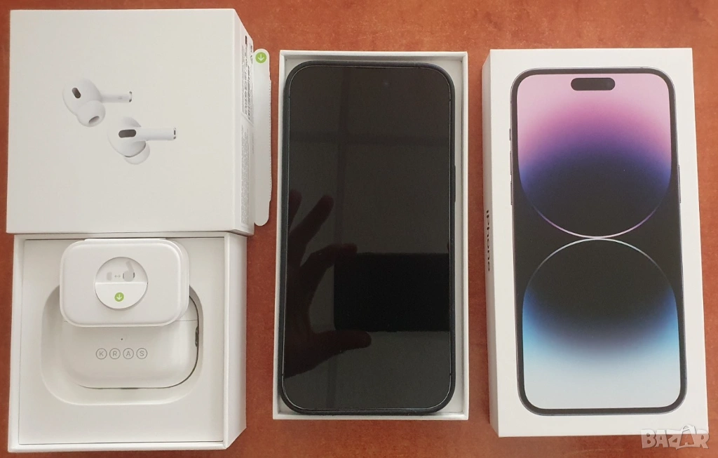перфектен iPhone 14 Pro Max Black 256GB 89% с оригинални слушалки и калъф, снимка 1