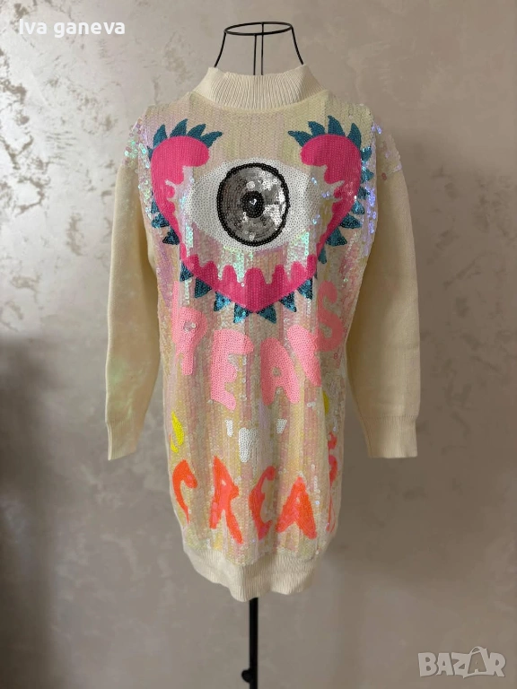 Рокля/туника плетиво с паиети, снимка 1