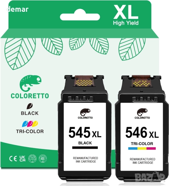Мастилени касети COLORETTO 545 XL 546 XL за Canon Pixma,черна и цветна, снимка 1