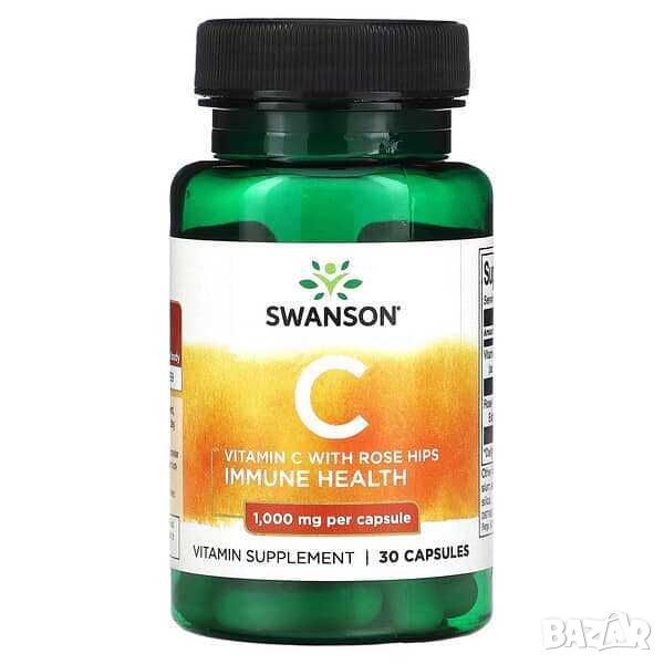 Swanson Витамин C с шипки, Имунно здраве, 1,000 mg, 30 капсули, снимка 1