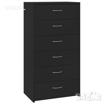 vidaXL Бюфет с 6 чекмеджета, черен, 50x34x96 см, ПДЧ（SKU:800667, снимка 1