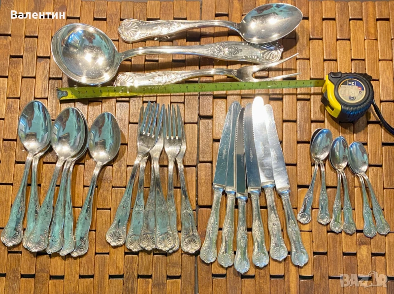 #0011# Комплект прибори за хранене за 6 души. Винтидж. Италия. Неръждаема стомана/посребрена., снимка 1
